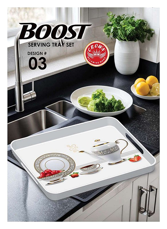 Boost Premium Melamine Serving Tray Set – 3 Pcs