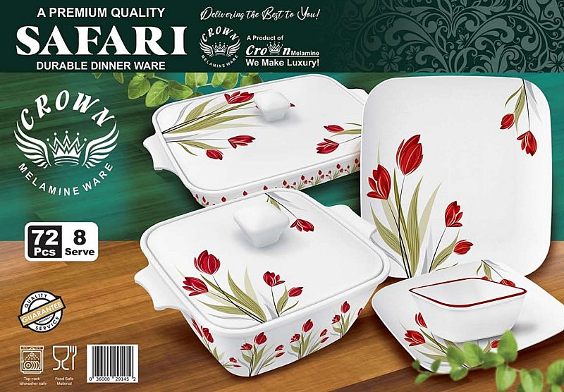 Safari Premium 72-Pcs Melamine Dinnerware Set