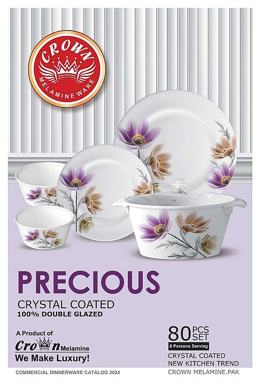 Precious 80-Pcs Crystal Coated Melamine Dinnerware Set